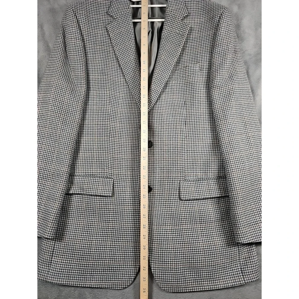 Michael Kors Blazer Mens 42L Classic-Fit 100% Wool Sport Coat‎ Grey Houndstooth